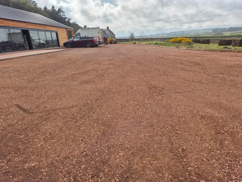 Freshly graded and compacted hard standing